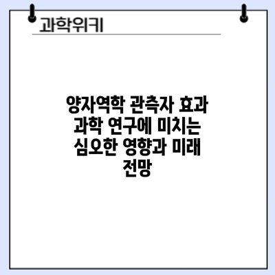양자역학 관측자 효과: 과학 연구에 미치는 심오한 영향과 미래 전망