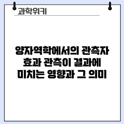 양자역학에서의 관측자 효과: 관측이 결과에 미치는 영향과 그 의미