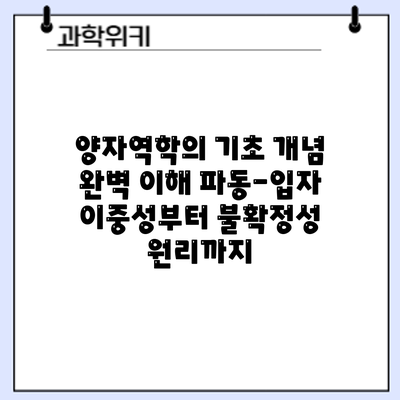 양자역학의 기초 개념 완벽 이해: 파동-입자 이중성부터 불확정성 원리까지