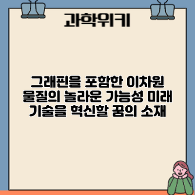그래핀을 포함한 이차원 물질의 놀라운 가능성: 미래 기술을 혁신할 꿈의 소재