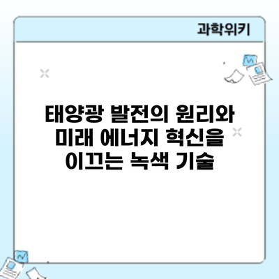 태양광 발전의 원리와 미래: 에너지 혁신을 이끄는 녹색 기술