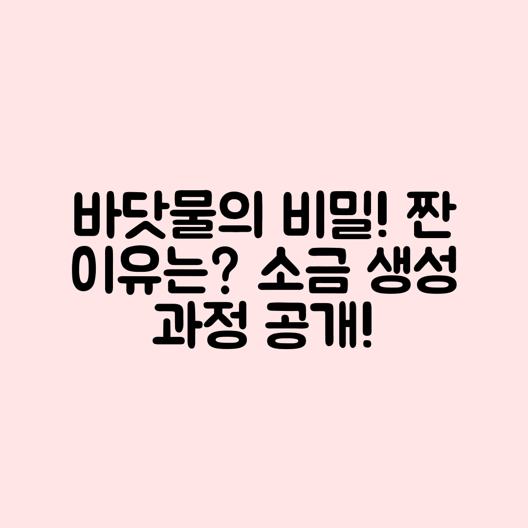 믿을 수 없는 사실! 바닷물이 짠 이유와 소금 생성 과정