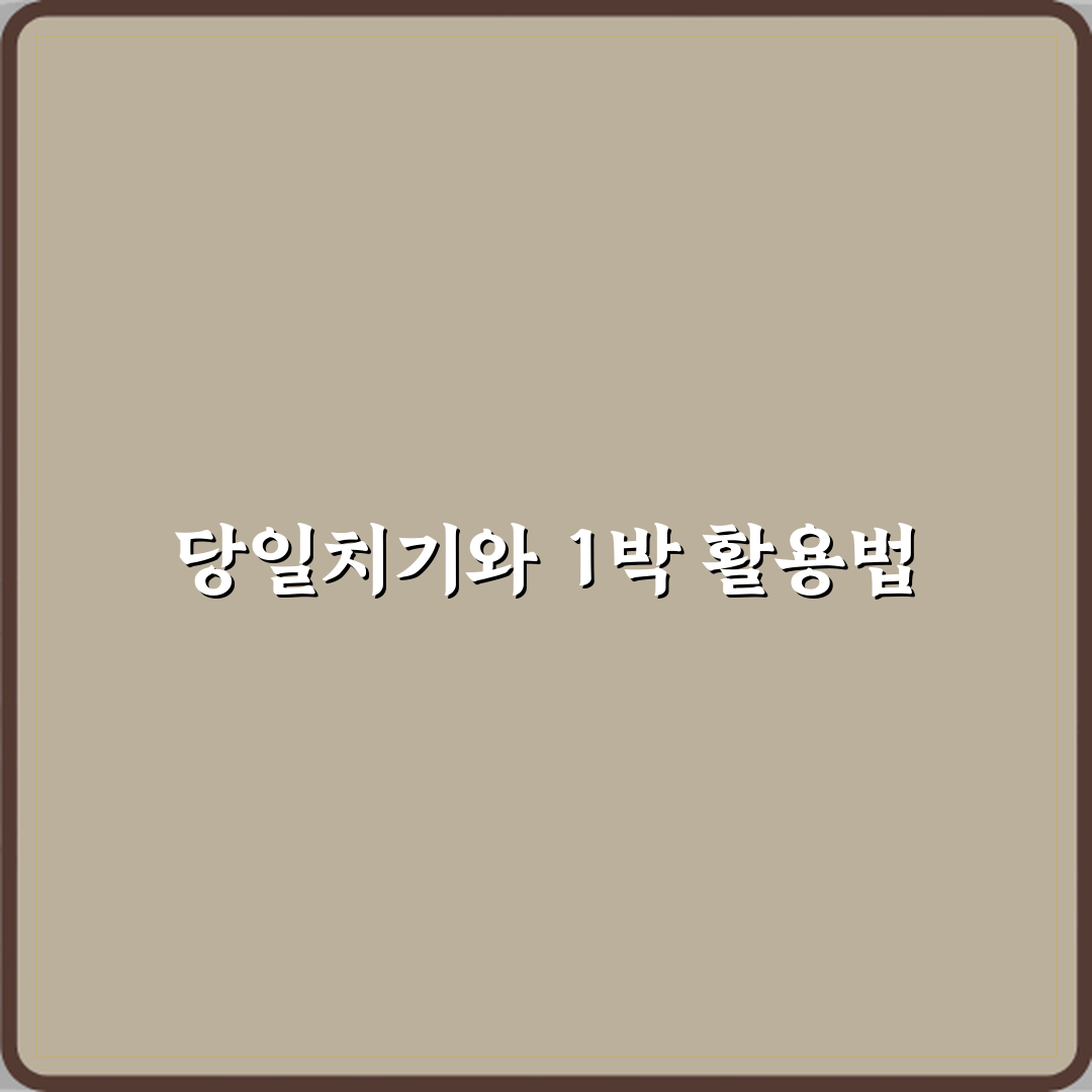 당일치기와 1박 차이 심층분석 7가지 핵심 포인트