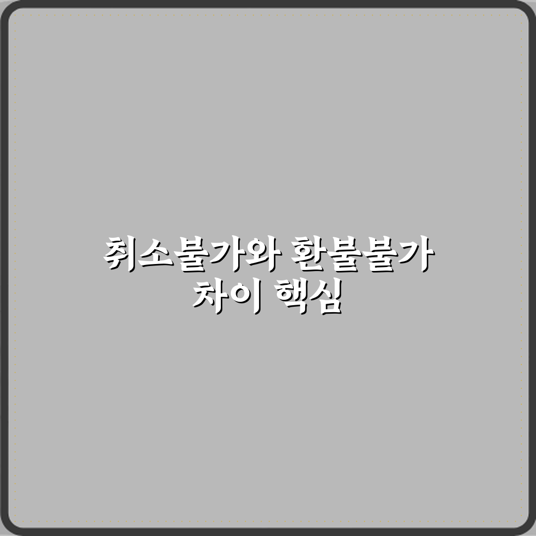 취소불가와 환불불가 차이 심층분석 7가지 핵심포인트